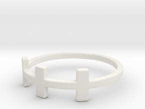 Plus Cross Sign 3 Ring in White Natural Versatile Plastic: 4 / 46.5