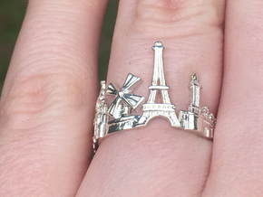 Paris Skyline - Cityscape Ring in Polished Silver: 9 / 59