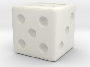 Weighted Dice (Favors a Roll of 6) in White Natural Versatile Plastic