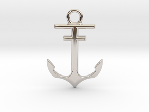 Anchor Pendant in Rhodium Plated Brass
