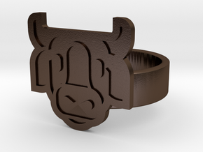 Cow Ring in Polished Bronze Steel: 10 / 61.5