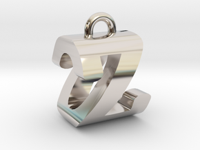 3D-Initial-OZ in Rhodium Plated Brass