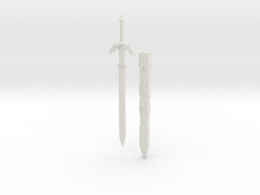"BotW" Master Sword and Scabbard Set in White Natural Versatile Plastic: 1:12