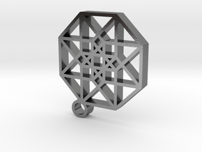 Hypercube Pendant in Polished Silver