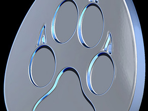 Paw Medallion Solid in Polished Nickel Steel