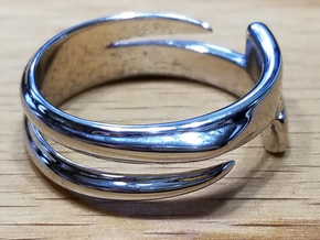 Fanged Ring (Size 8) in Rhodium Plated Brass