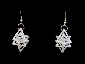 Dual Tetrahedron Earring in White Processed Versatile Plastic