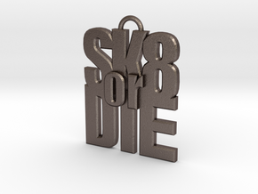 "SK8 or DIE" keychain in Polished Bronzed Silver Steel