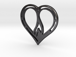 The Flame Heart II (steel pendant) in Polished and Bronzed Black Steel