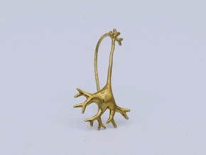 Neuron earring in Natural Brass