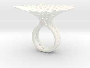 Hyphae Ring in White Processed Versatile Plastic: 5 / 49