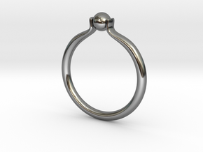 Single Sphere Ring in Fine Detail Polished Silver