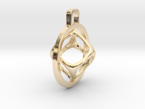 Cube Pendant in 14k Gold Plated Brass