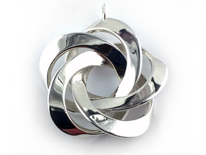 Pentator Pendant with loop in Polished Silver