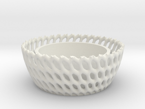 Candel Holder Voronoi Round in White Natural Versatile Plastic