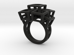 Kubusring-2 / Cubesring-2 layers in Black Natural Versatile Plastic: 6.5 / 52.75