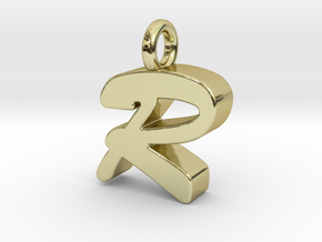 R - Pendant 3mm thk. in 18k Gold Plated Brass