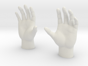 Generic Male Hands - Open Cupped in White Natural Versatile Plastic: 1:40