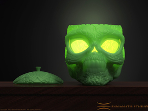 Day of the Dead/ Halloween Glow Skull Lantern 8cm in Green Processed Versatile Plastic