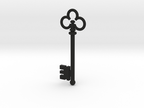 Skeleton Key Pendant #1 in Black Natural Versatile Plastic: Small