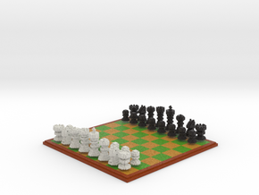 3D Pixel Chess Set - PC Game in Full Color Sandstone