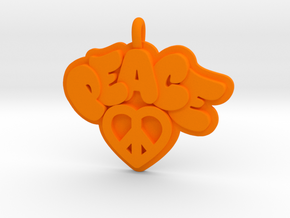 39- PEACE  BUBBLES- PRETZEL HEART  in Orange Processed Versatile Plastic: Small