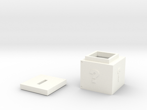 coin box Cube(with lid) in White Processed Versatile Plastic