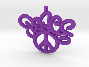 47-PEACE - CURLY-PEACE SIGN in Purple Processed Versatile Plastic: Extra Small