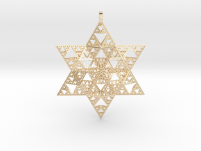 Sierpenski Star of David Ornament in 14k Gold Plated Brass