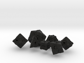 Companion Cube Polyhedral 7 Dice Set (+ decader) in Black Natural Versatile Plastic: Small