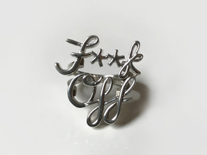 NEW F**k Off Script Ring (Single Finger) in Polished Silver: 5.5 / 50.25