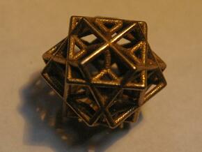 tri cube escher necklace in Polished Bronzed Silver Steel