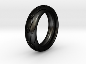 Motorcycle tire ring. Size 18.5 mm (US 8 1/2) in Matte Black Steel