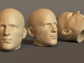 Generic Male Head 1/6 scale figure  in White Natural Versatile Plastic: Small