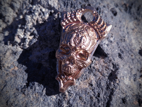 Aztec Skull Pendant in Natural Bronze