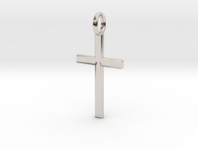 Crucifix - Pendant in Rhodium Plated Brass: Small