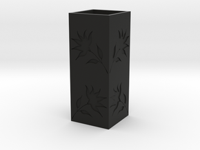 Engraved Flower Vase - Black in Black Natural Versatile Plastic