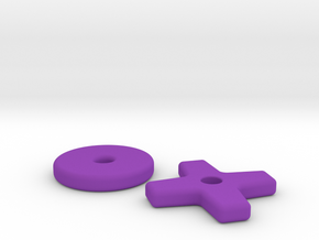 X and O in Purple Processed Versatile Plastic
