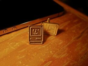 Happy Computer Cufflinks in Natural Silver