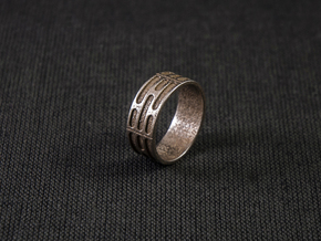 Imperial Wall Pattern Ring in Polished Bronzed Silver Steel