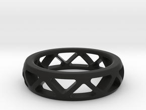Geometric Ring- size 8 in Black Natural Versatile Plastic: Small