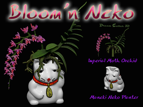 Bloom'n Neko - A Maneki Neko Planter & Orchid 180m in White Natural Versatile Plastic