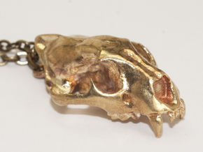 Cougar skull pendant in Natural Bronze