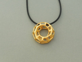 Mobius Torus Pendant in Polished Steel in Polished Gold Steel