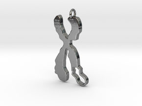 XL Chromosome Deletion Pendant (2x Thickness) in Fine Detail Polished Silver