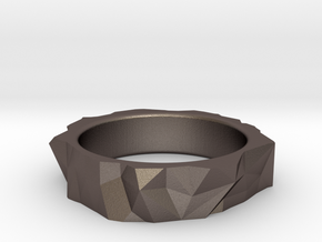 Origami Ring in Polished Bronzed Silver Steel: 6 / 51.5