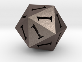 All Ones D20 - Original version in Polished Bronzed Silver Steel
