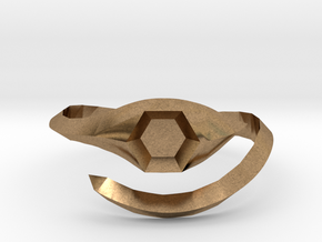 hexagonal stone ring in Natural Brass