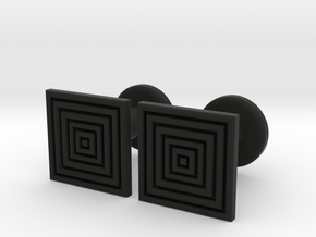 Geometric, Minimalistic Men's Square Cufflinks in Black Natural Versatile Plastic