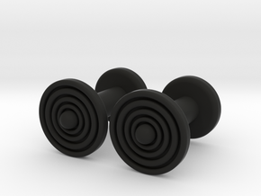 Geometric, Minimalistic Men's Circular Cufflinks in Black Natural Versatile Plastic